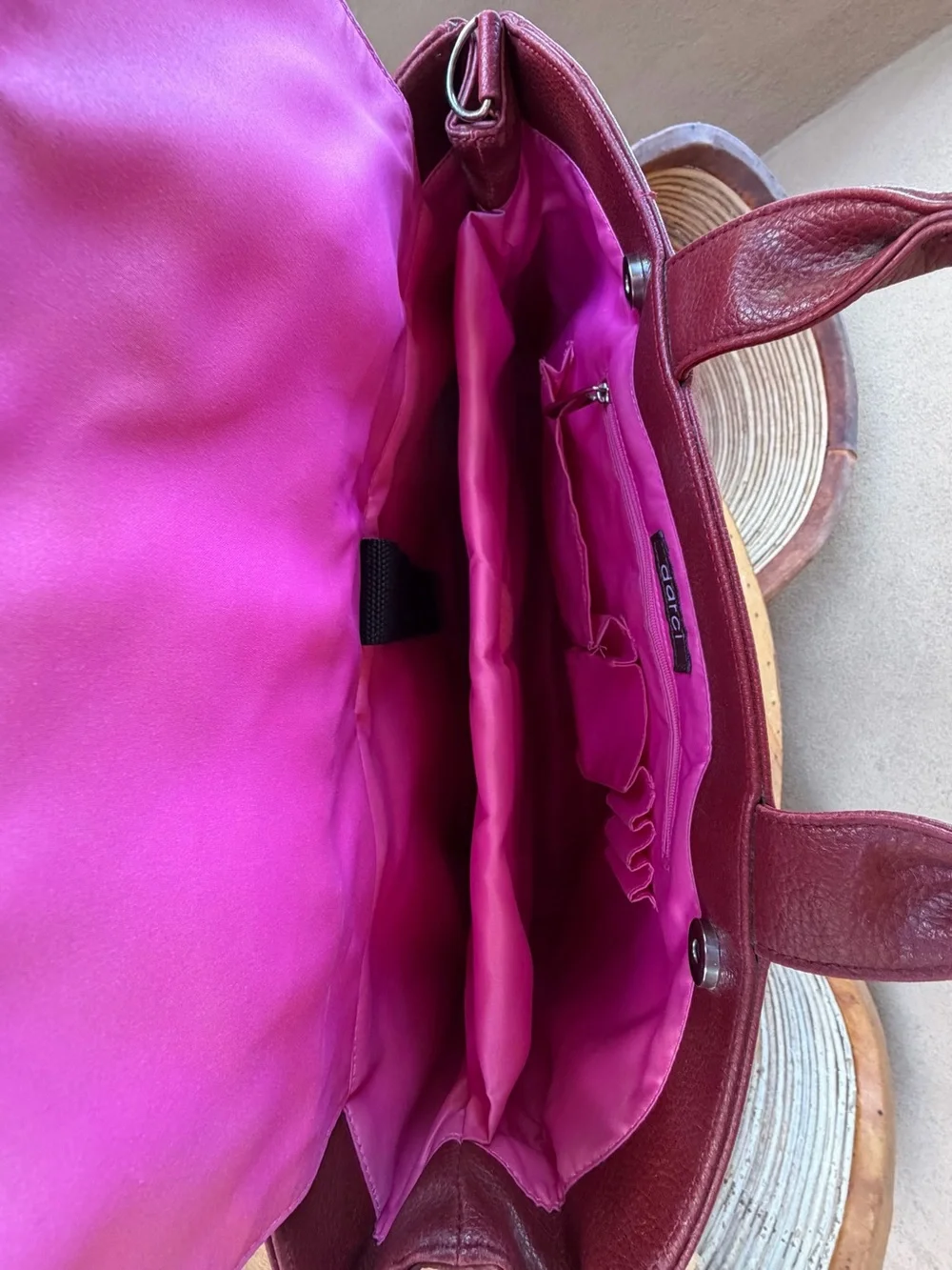 Darci Burgundy Laptop Tote Business Bag Shoulder Strap & Expansion Snaps Unisex